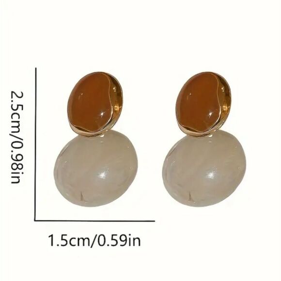 Elegant two tone earrings - Picture 4 of 5
